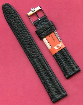 Originale Nero Pelle Cavadini Cinturino 18mm \u0026 Vintage Omega Acciaio Fibbia  | eBay