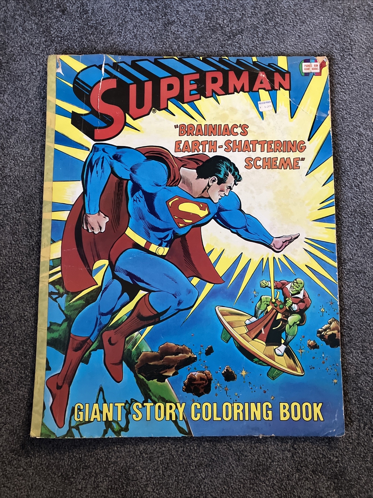 Vintage SUPERMAN Giant Story Coloring Book, Brainiac’s EarthShattering