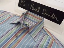 PAUL SMITH Mens Shirt 🌍 Size S (CHEST 38") 🌎 RRP £95+📮 ICONIC MULTI STRIPES