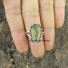 Green Amethyst 925 Sterling Silver Handmade Gemstone Women Gift For Her Ring