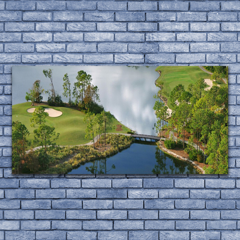 Tableau nature lac impression sur toile 140x70 pour habiller un grand mur