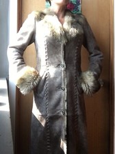 Gorgeous Via Vaneto 100% Spanish Lamb Suede Shearling Fur Coat Gray Small $8,995