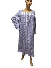 Lanz Of Salzburg nightgown Large Cotton Flannel Blue