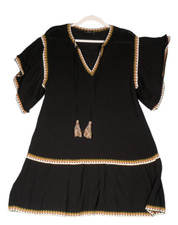 Zara Knits Mini Dress Womens S Black Sheer Knit Butterfly Sleeves Cotton Boho