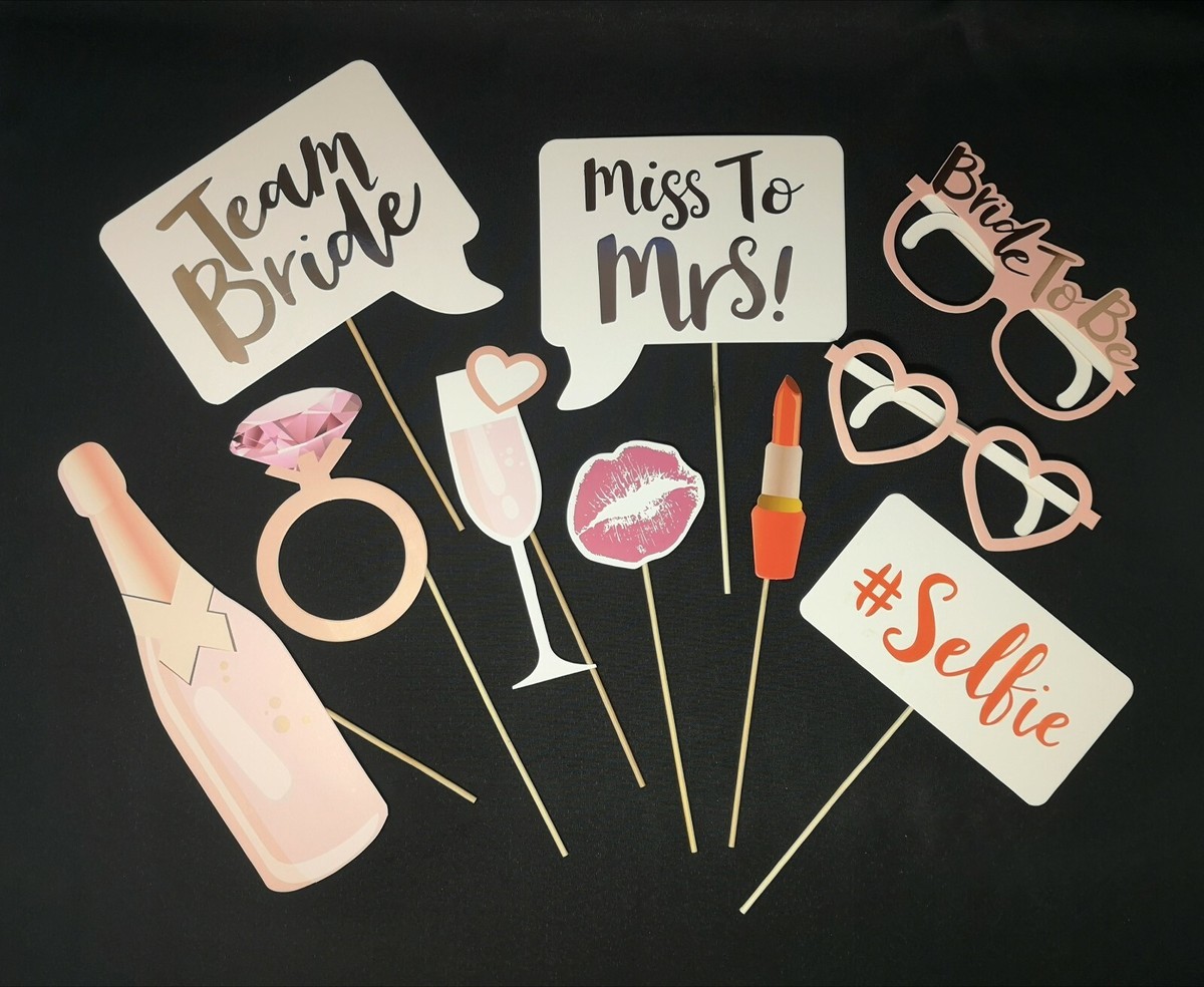 Bachelorette Party Photo Props 52X Set Wedding Photo Booth Props Kit