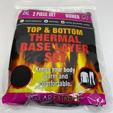 Polar Extreme Women Brushed Base Layer Thermal Set Black  2XL New in package 2PC