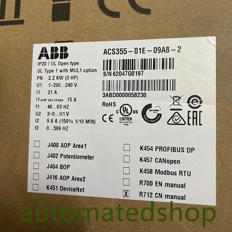 1PC ABB ACS355-01E-09A8-2 ACS35501E09A82 Inverter New Expedited Shipping