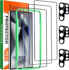 3 Pack Tempered Glass with 3 Pack Camera Protector for Samsung Galaxy S24 Ultra