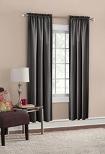 MAINSTAYS ROOM DARKENING ROD POCKET CURTAIN PANEL PAIR SET OF 2 30" X 84", GRAY