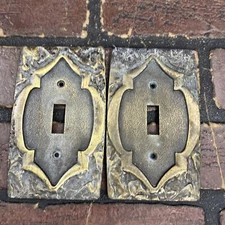 2 Vintage Single Switch Plate Covers Metal Amerock