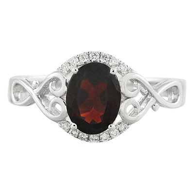 Natürlicher Granat Diamant 14k massives Gold halber Heiligenschein Herz Unendlichkeit Ring für Frauen