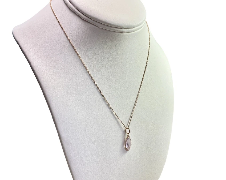 Vintage 14k Rose Gold Light Purple Amethyst Round Diamond Halo Pendant Necklace - Image 4 of 4