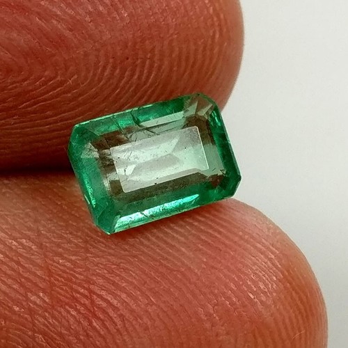 1.19ct Natural Emerald nice long octagon cut mint green good luster collection