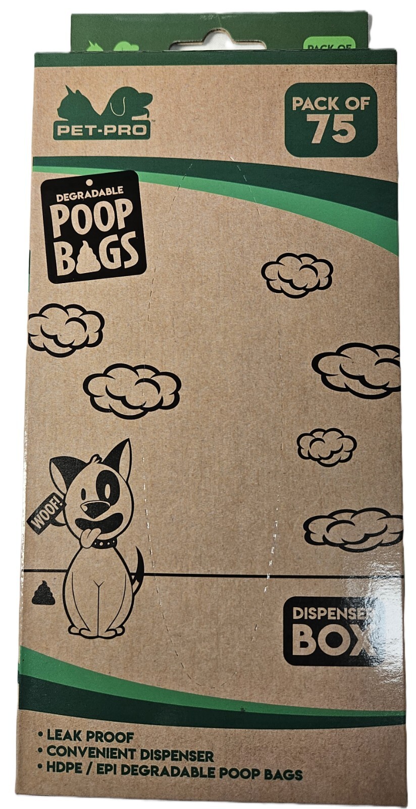 Pet Pro Pack of 75 Degradable Doggy Dog Poop Poo Bags in Dispenser Box