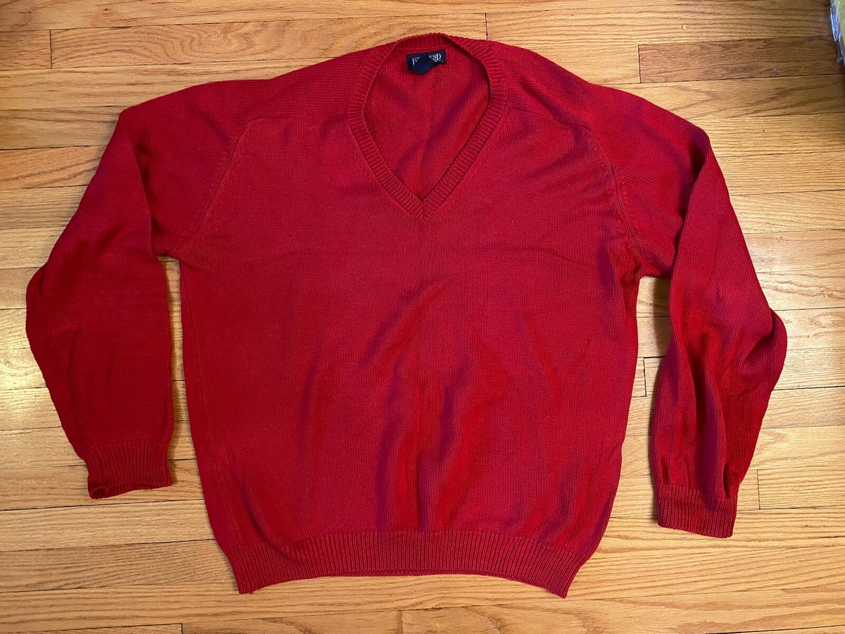 Vintage 90s Lands End Cotton V Neck Pullover Sweater Red Men Vintage 90s Lands End Cotton V Neck Pullover Sweater Red Men
