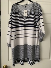 NWT J Valdi Navy/White Stripe Dress - Size 2X