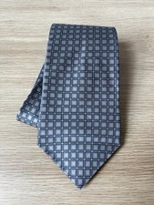 DKNY Gray with Blue Geometric Design 100 Silk Designer Tie