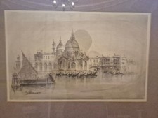Lithograph Riva degli Schiavoni e in fondo la Salute by Dalla Mora