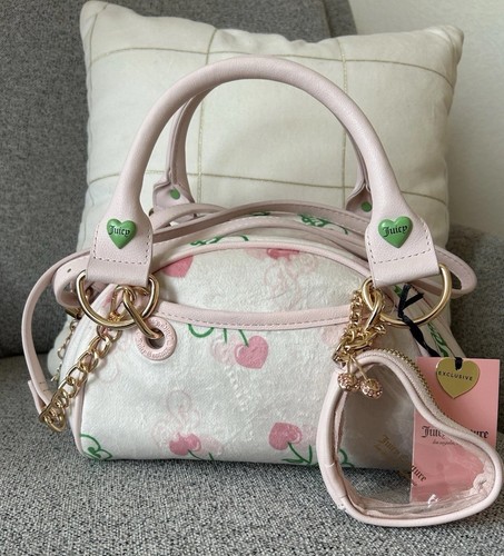 Juicy Couture Retro Cherry Satchel Crossbody Bag Retro Pink Multi Heart Coin Bag