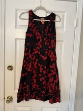 Tory Burch Women’s Size 8 Black And Red Floral Sleeveless Dress