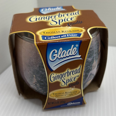 New Vintage NOS 2004 Glade Thomas Kinkade Jar Gingerbread Spice Candle 4 Oz 