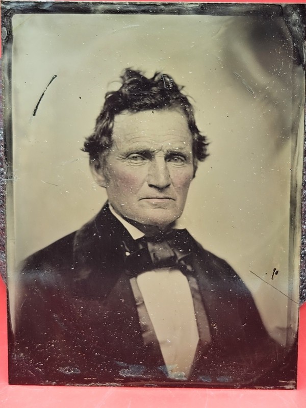 Antique Tintype Photo Man Portrait Hand Tinted Patent Feb 19 1856
