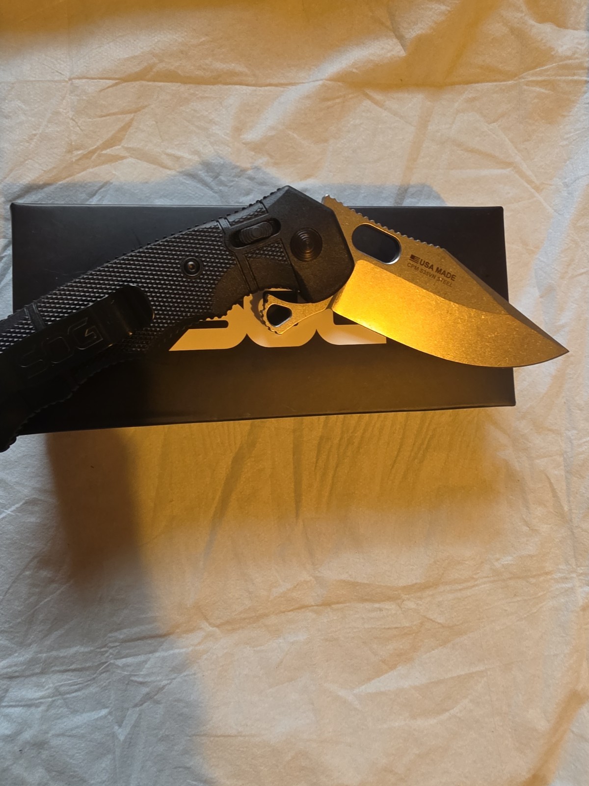 SOG SEAL XR Lock Folding Knife 4"Clip Point Blade Stone Washed Blade Black Handl - second product detail image