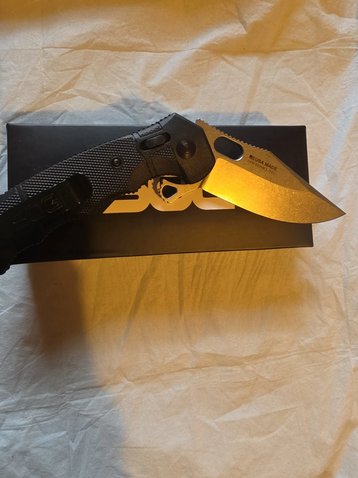 SOG SEAL XR Lock Folding Knife 4"Clip Point Blade Stone Washed Blade Black Handl - product detail image 2