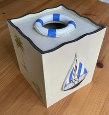 Wood Tissue Box Cover For Beach House Decor Nautical Theme