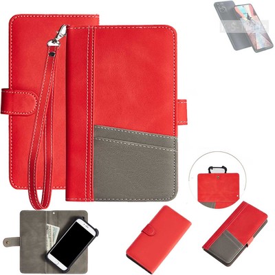Schutzhülle für Motorola Moto G Power 5G rot + grau Wallet Case Bookstyle Hül