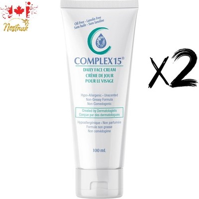 Complex 15 Face Cream 100mL   2 Pack | Oil-Free, Unscented, Hypoallergenic