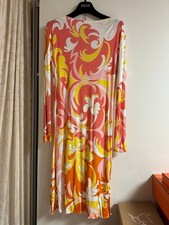 Emilio Pucci Long Sleeve Dress size 44 long sleeves Pink Yellow Includes belt