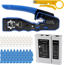 RJ45 Crimp Tool Pass Through Ethernet Crimper Kit with Tester