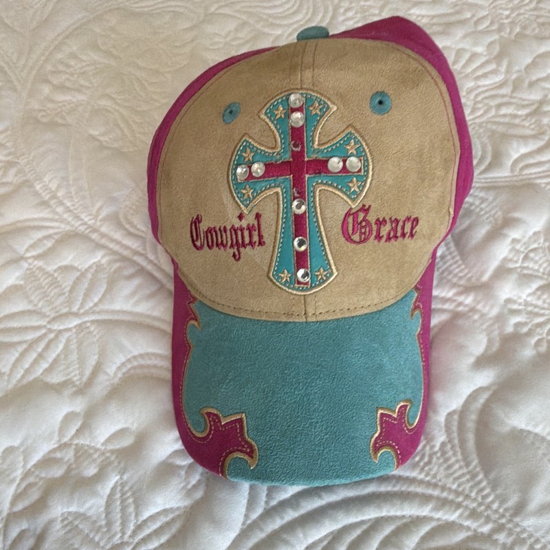 NWT Women’s Cotton Baseball Cap Pink Embroidered Cross Adjustable
