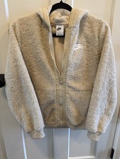 Nike Sherpa Hooded Full Zip Jacket Beige XL Youth Long Sleeve NWOT