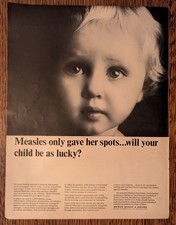 Merck Sharp & Dohme Measles Vaccine 1965 Vintage Folio Medical Print Ad