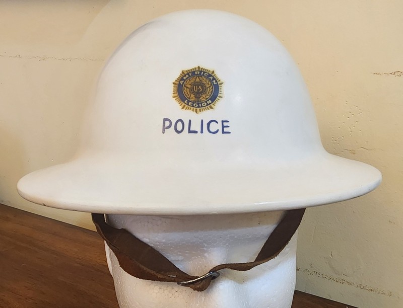 Antique POLICE Metal DOUGHBOY Helmet- White WW1 WW2