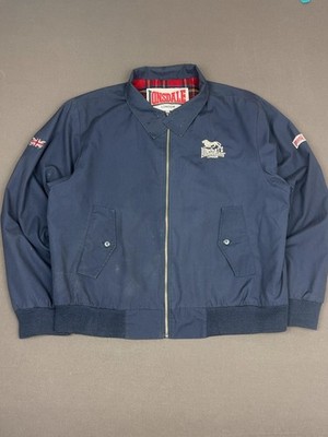 Lonsdale London Mens Classic Harrington Jacket Navy Blue Red Plaid Lining...