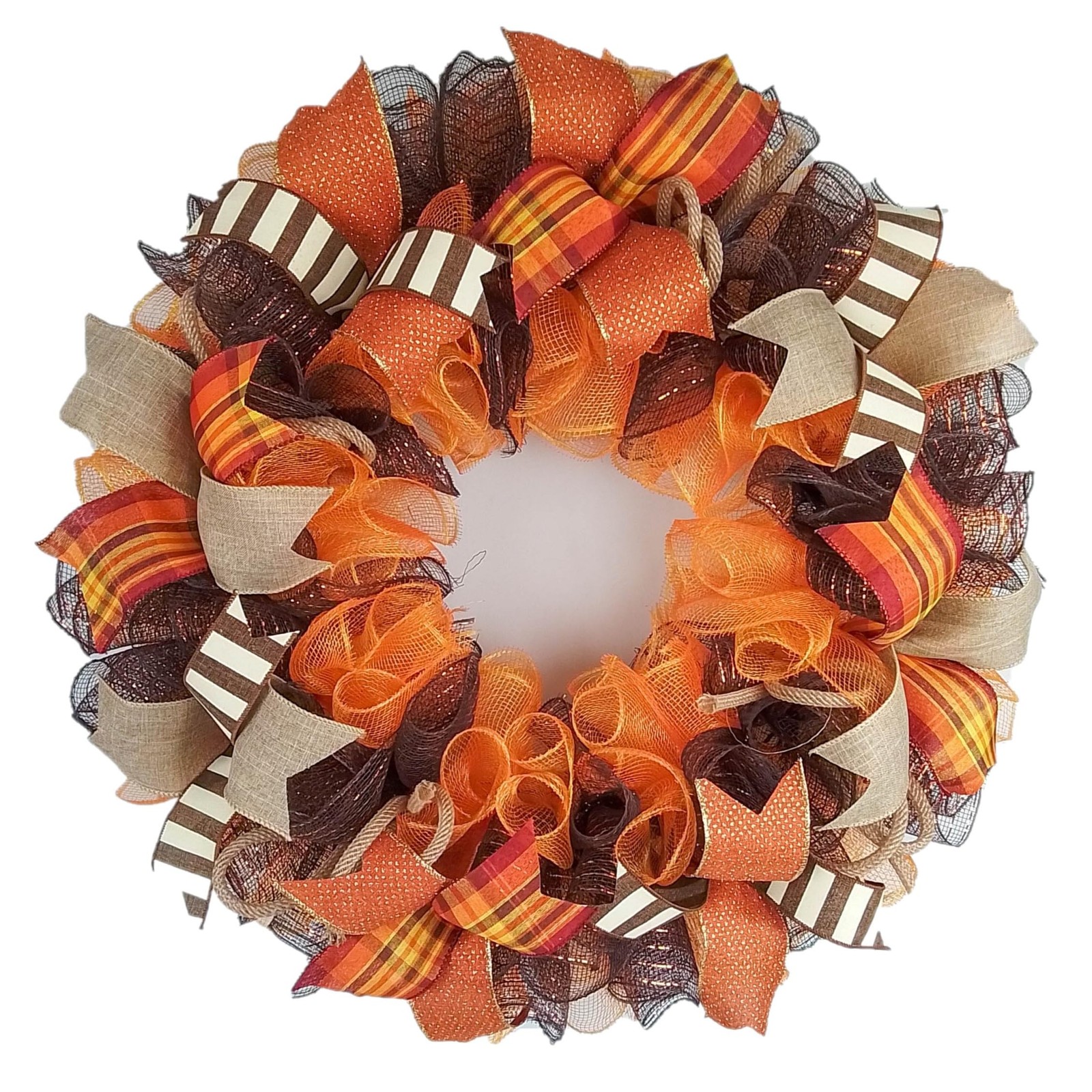 Fall Wreaths for Front Door : Burlap Thanksgiving Deco Mesh Door Wreath; Brow...