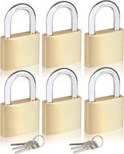 6Pack Solid Brass Padlocks Keyed Alike, Locker Locks with Same Keys, Weatherp