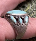 Vtg Native American Sterling Silver Turquoise Cluster Ring Signed J Navajo 8.5