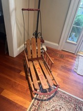 Antique Wood Tiny Tot Push Wheeled Sled