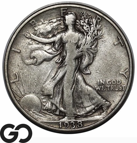 1938-D Walking Liberty Half Dollar, Tough XF Better Date Walker