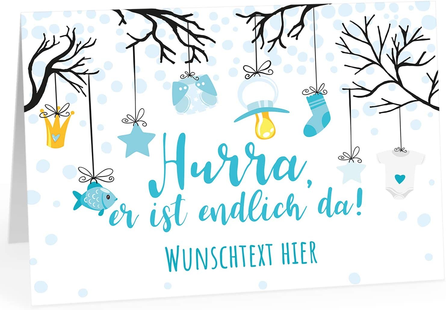 XXL Glückwunsch Karte Geburt mit Umschlag und Namen Wunschtext Blau Junge