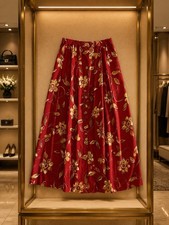 Vintage Country Floral Skirt Size 8 Long Button Front Cottage core Elastic Waist