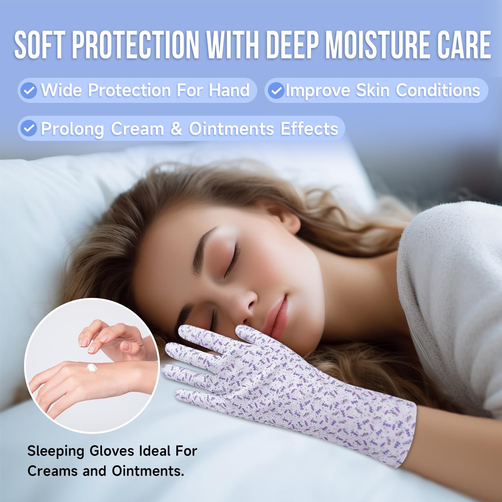 Premium 100% Cotton Gloves | Moisturizing Gloves for Dry Hands & Eczema | Ove...