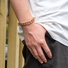 Pure Copper Bracelet Cuban Link Solid Chain Arthritis Relief Healing Energy