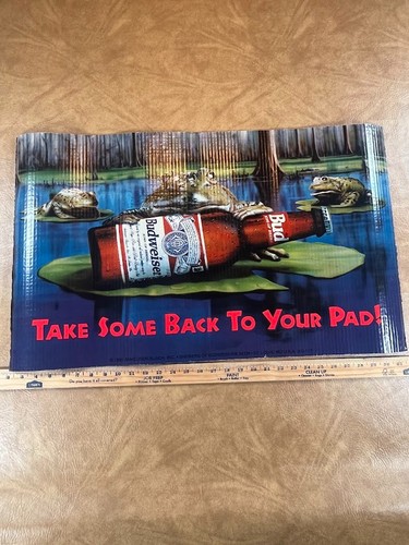 Vintage Original 1995 Budweiser Frogs Banner Sign Take Some Back To Your Pad