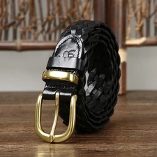 Genuine Leather Waist Belt Cowhide 3.0cm Pin Buckle Unisex Jeans Daily Belts