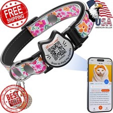 Breakaway Cat Collar QR Code, Reflective Bell, Adjustable Kitten Red Flower ...